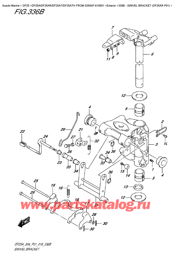,   , Suzuki DF25AR S/L FROM 02504F-610001  , Swivel  Bracket  (Df25Ar  P01)