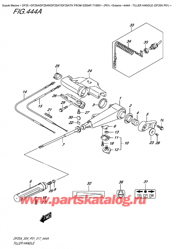 ,   , Suzuki DF25A S FROM 02504F-710001~ (P01)    2017 , Tiller  Handle  (Df25A  P01) /  (Df25A P01)