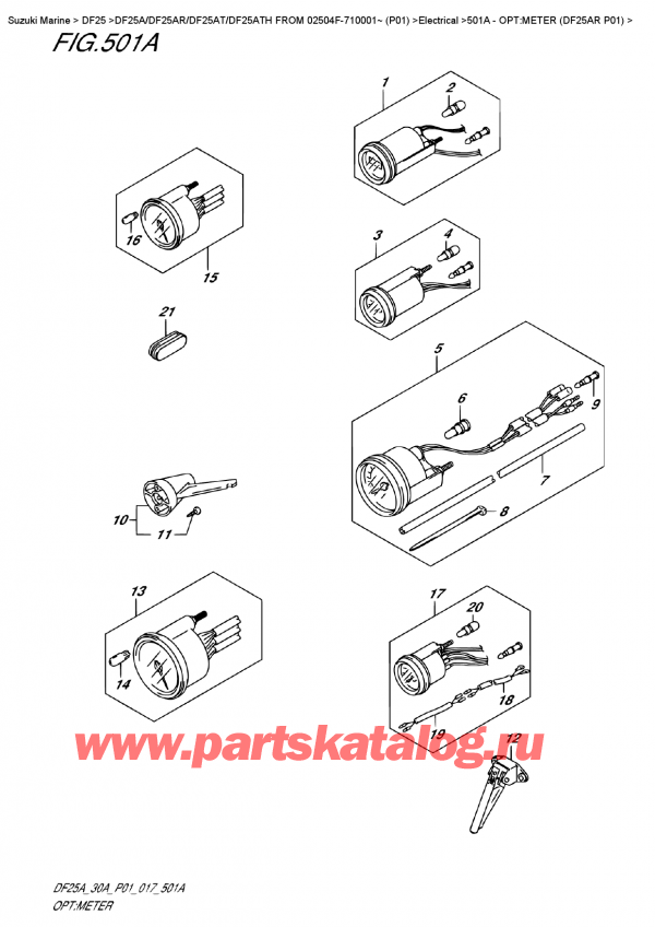  ,   , SUZUKI DF25A RS FROM 02504F-710001~ (P01)    2017 , Opt:meter  (Df25Ar  P01)