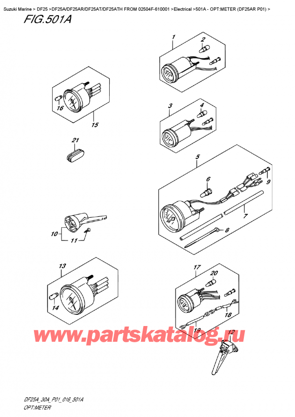   ,   , SUZUKI DF25AR S/L FROM 02504F-610001  , :  (Df25Ar P01) / Opt:meter  (Df25Ar  P01)