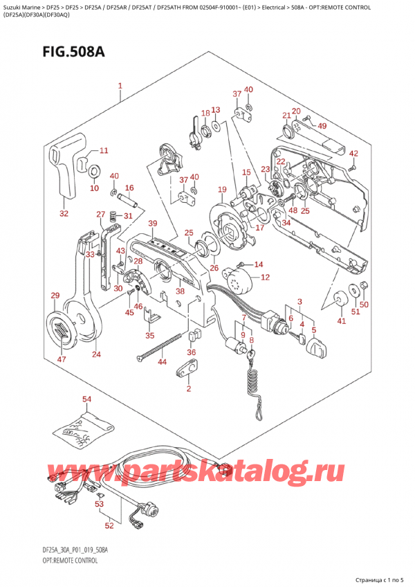  ,    , Suzuki Suzuki DF25A S / L FROM 02504F-910001~ (E01 019), Opt:remote  Control