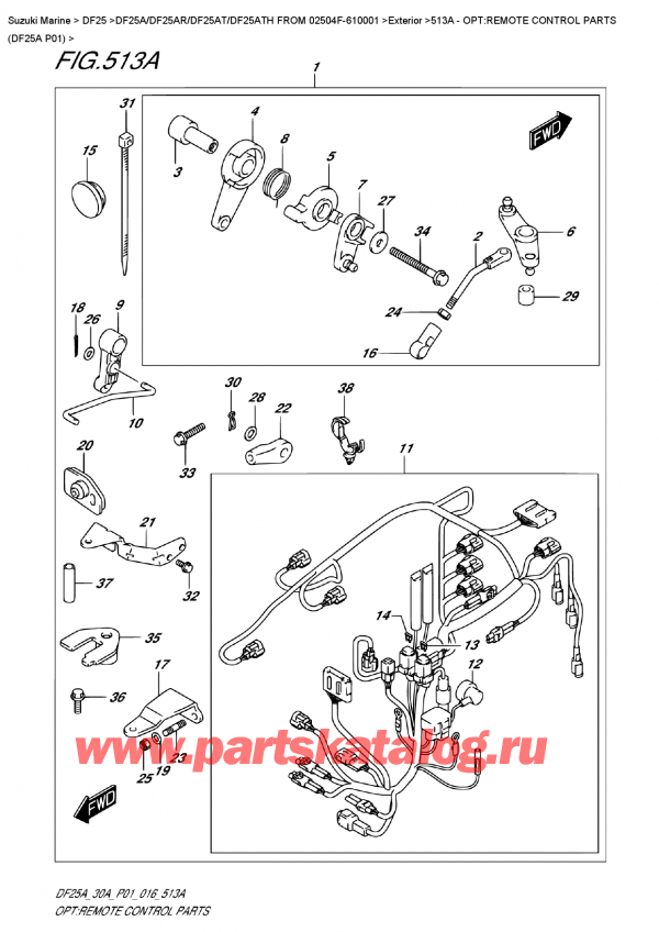  ,   ,  DF25A S/L FROM 02504F-610001  , :     (Df25A P01) / Opt:remote  Control  Parts  (Df25A  P01)