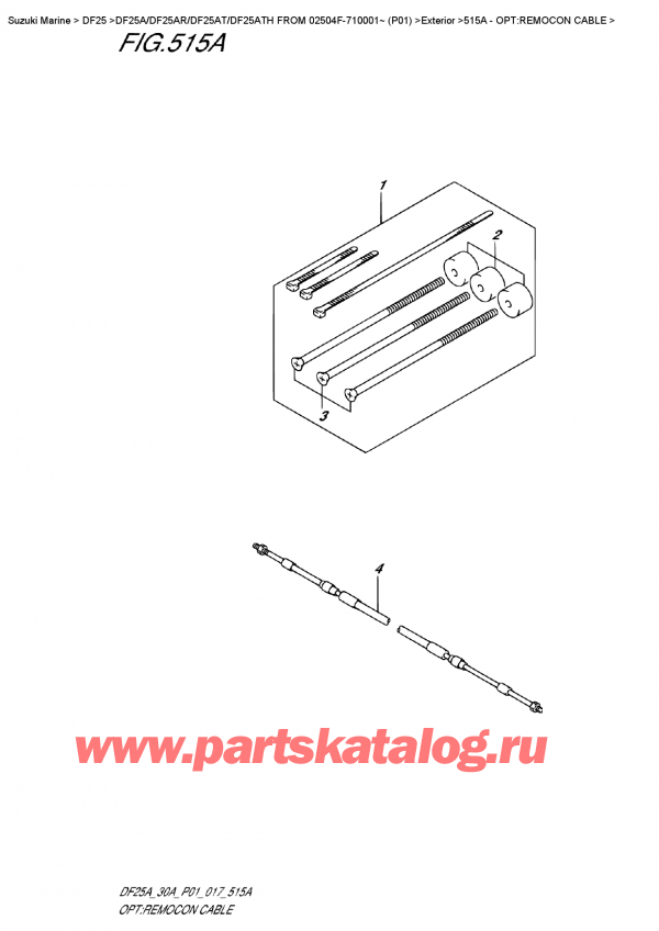 ,   , Suzuki DF25A S FROM 02504F-710001~ (P01)  , Opt:remocon  Cable - :   