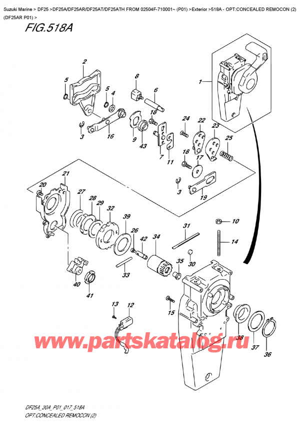 ��������� ��������, �� �������� �����, Suzuki DF25A RS FROM 02504F-710001~ (P01)  , �����: ������������� ����������, ������� ��������� (2) (Df25Ar P01) / Opt:concealed  Remocon  (2)  (Df25Ar  P01)