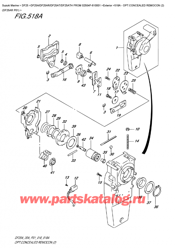  ,   , SUZUKI DF25AR S/L FROM 02504F-610001    2016 , Opt:concealed  Remocon  (2)  (Df25Ar  P01)