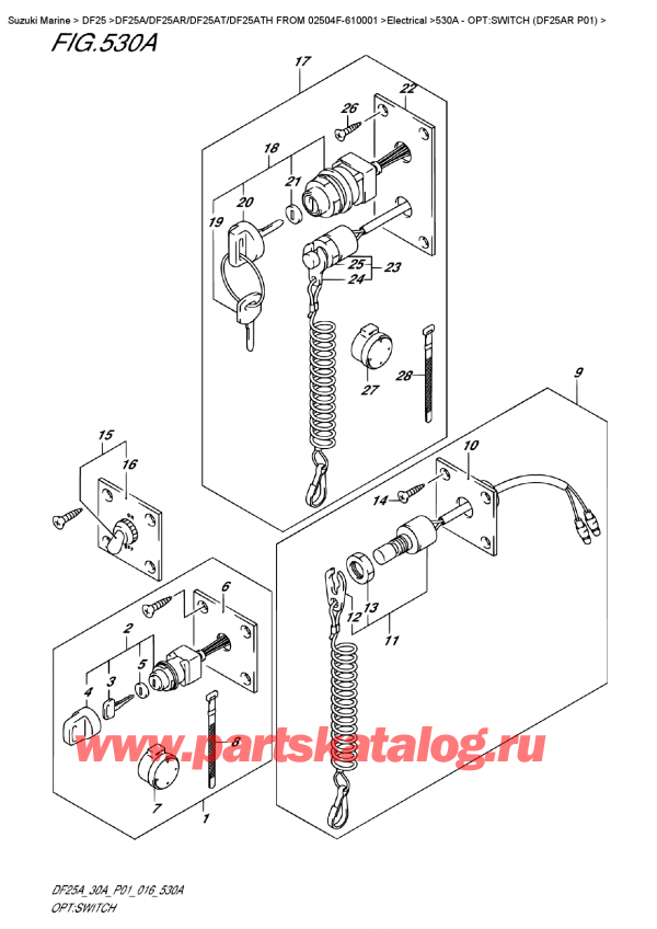  ,  , Suzuki DF25AR S/L FROM 02504F-610001  , Opt:switch  (Df25Ar  P01) / :  (Df25Ar P01)