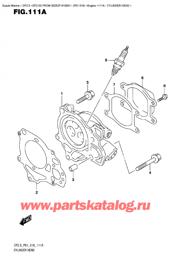   ,   , Suzuki DF2.5S FROM 00252F-610001~ (P01 016)   2016 , Cylinder Head