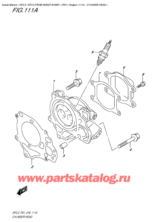 ,  , Suzuki DF2.5 S FROM 00252F-810001~ (P01), Cylinder  Head