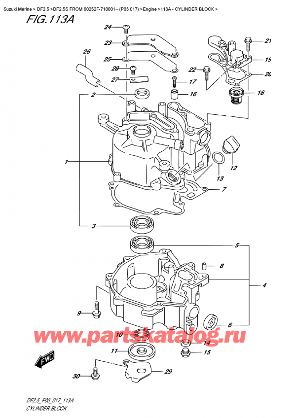   ,   , Suzuki DF2.5S  FROM 00252F-710001~ (P03 017) , Cylinder Block -  