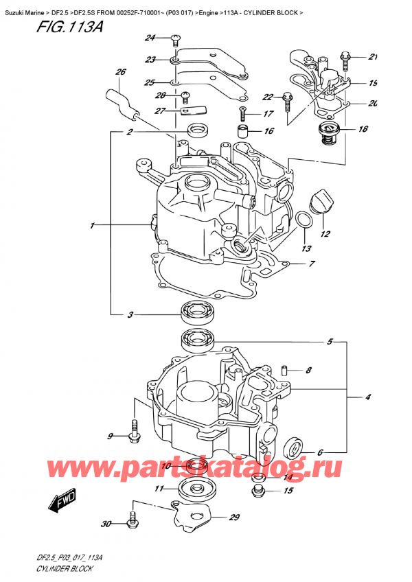  ,  , Suzuki DF2.5S  FROM 00252F-710001~ (P03 017) , Cylinder Block -  