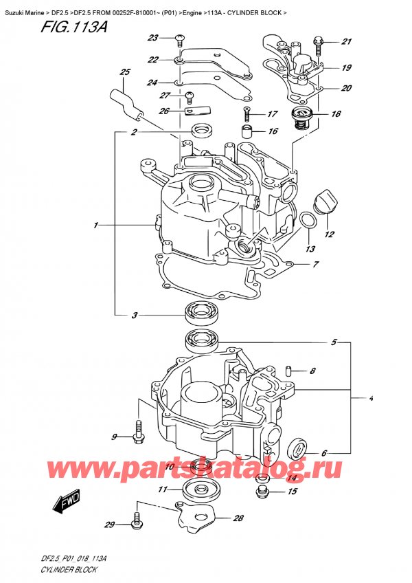  ,   , Suzuki DF2.5 S FROM 00252F-810001~ (P01)  2018 ,   / Cylinder  Block