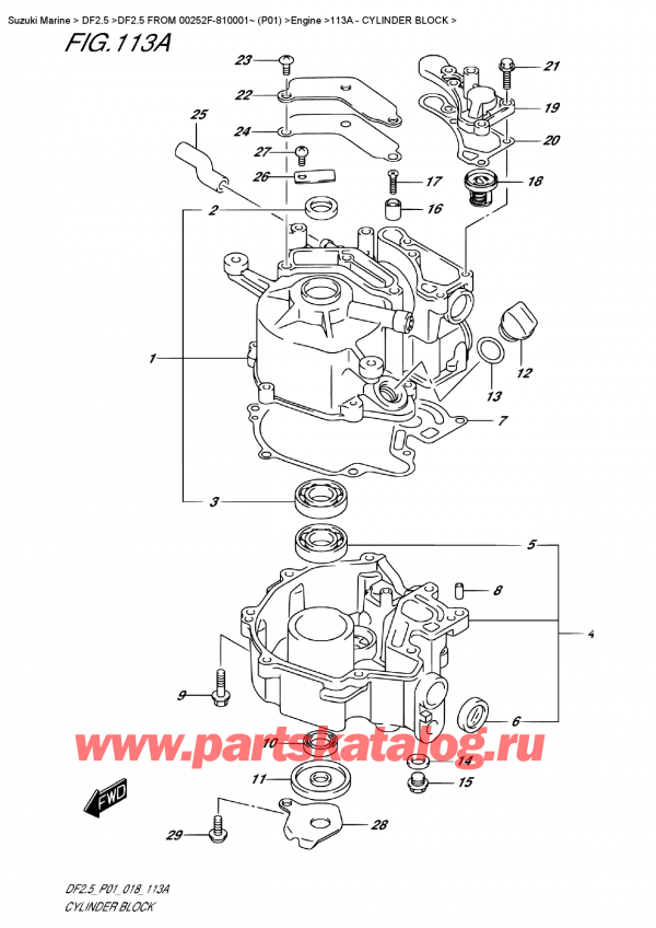  ,   , Suzuki DF2.5 S FROM 00252F-810001~ (P01), Cylinder  Block