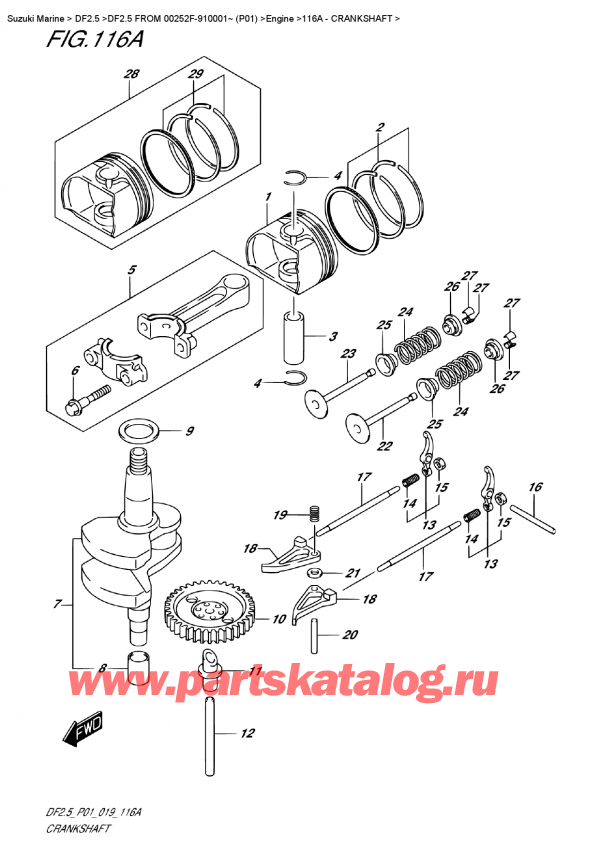  ,    , Suzuki DF2.5S FROM 00252F-910001~ (P01)  2019 , Crankshaft