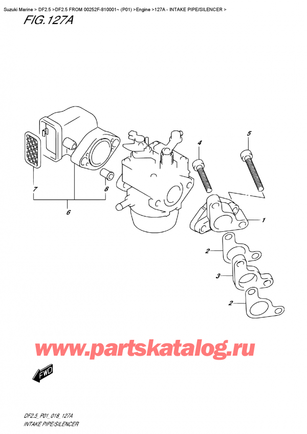  , , SUZUKI DF2.5 S FROM 00252F-810001~ (P01)  2018 ,   /  / Intake  Pipe/silencer