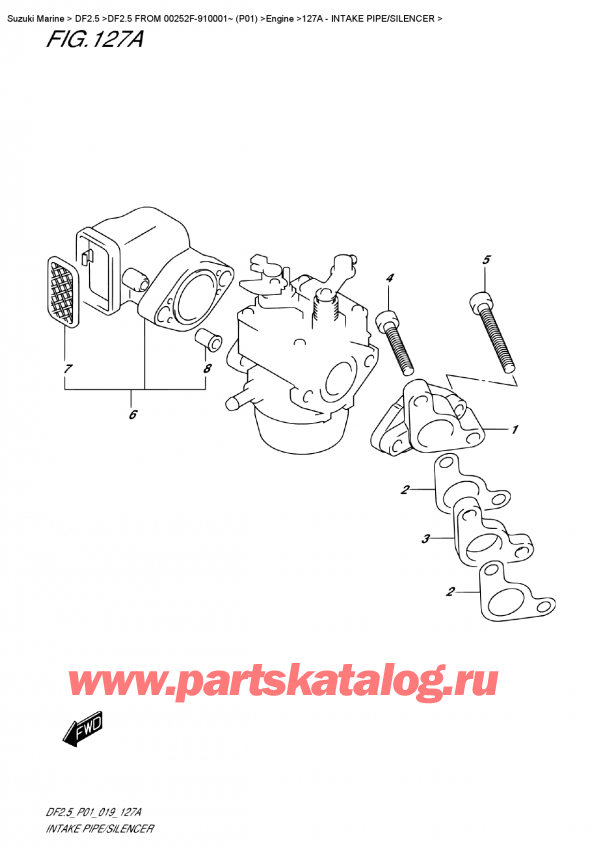  , , SUZUKI DF2.5S FROM 00252F-910001~ (P01), Intake  Pipe/silencer -   / 