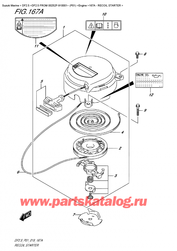 ����� ��������, �� ��������� ���������, SUZUKI DF2.5S FROM 00252F-910001~ (P01), Recoil  Starter - ���������� �������