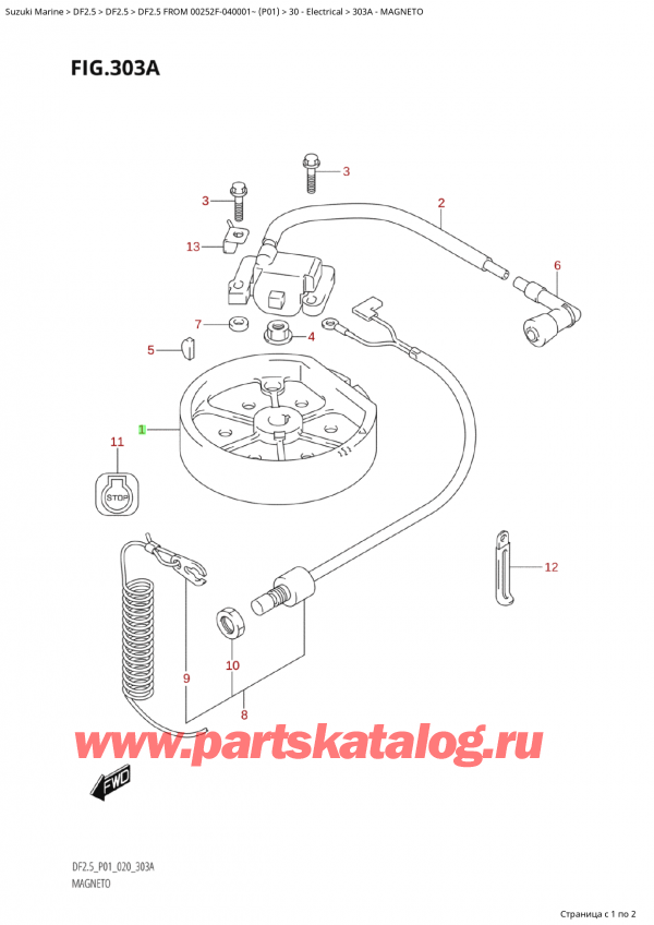  ,   , SUZUKI Suzuki DF2.5 S / L FROM 00252F-040001~  (P01)  , Magneto / 