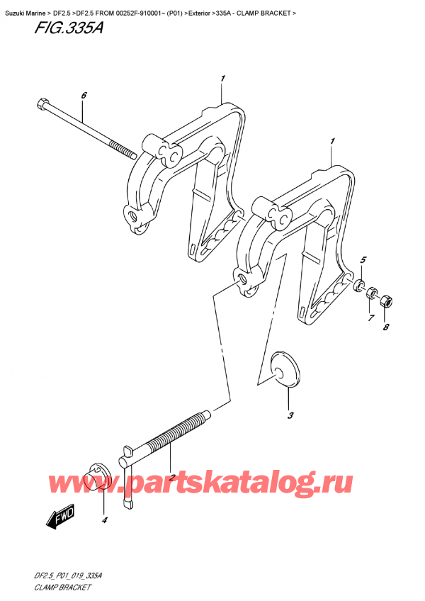 ,    , Suzuki DF2.5S FROM 00252F-910001~ (P01), Clamp  Bracket /  