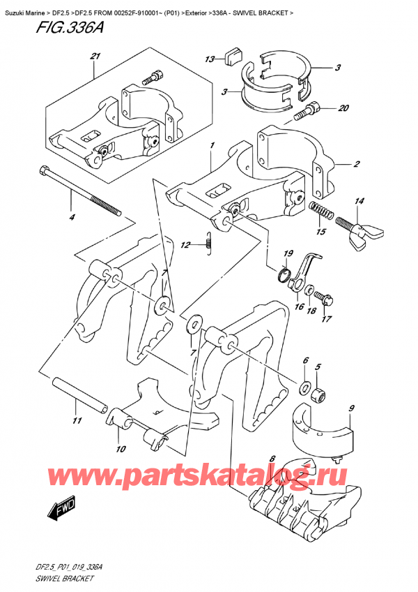 ,    , Suzuki DF2.5S FROM 00252F-910001~ (P01)  2019 ,   - Swivel  Bracket