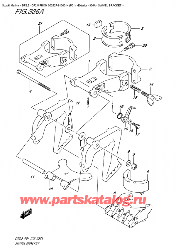  ,    , Suzuki DF2.5S FROM 00252F-910001~ (P01)  2019 , Swivel  Bracket /  