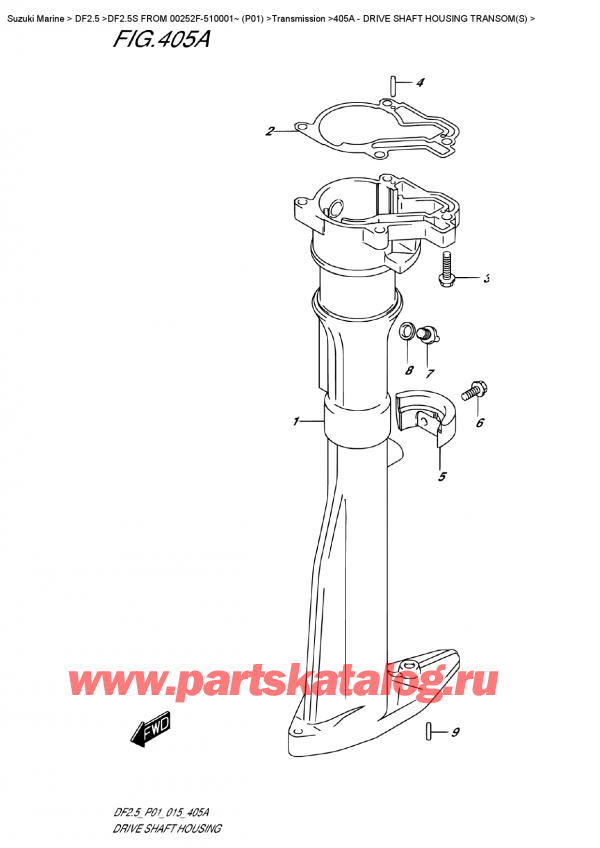 ,   , Suzuki DF2.5S FROM 00252F-510001~ (P01)  2015 , Drive Shaft  Housing  Transom(S)