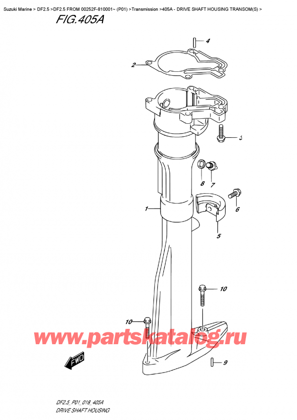 ,    , Suzuki DF2.5 S FROM 00252F-810001~ (P01),    Transom (S) / Drive  Shaft  Housing  Transom(S)