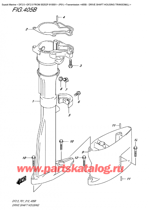 ,   , Suzuki DF2.5S FROM 00252F-910001~ (P01), Drive  Shaft  Housing  Transom(L) -    Transom (L)