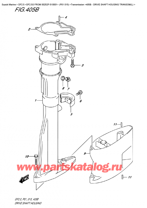  ,   , Suzuki DF2.5S FROM 00252F-510001~ (P01 015)   2015 , Drive Shaft Housing Transom (L) -    Transom (L)