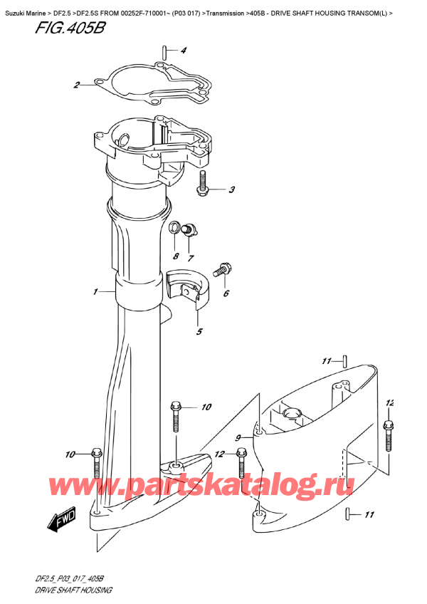,   , Suzuki DF2.5S  FROM 00252F-710001~ (P03 017) , Drive Shaft Housing Transom (L) -    Transom (L)