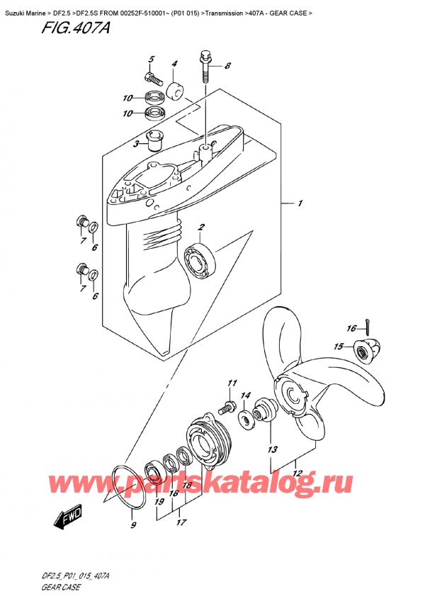   ,   , Suzuki DF2.5S FROM 00252F-510001~ (P01 015) , Gear Case