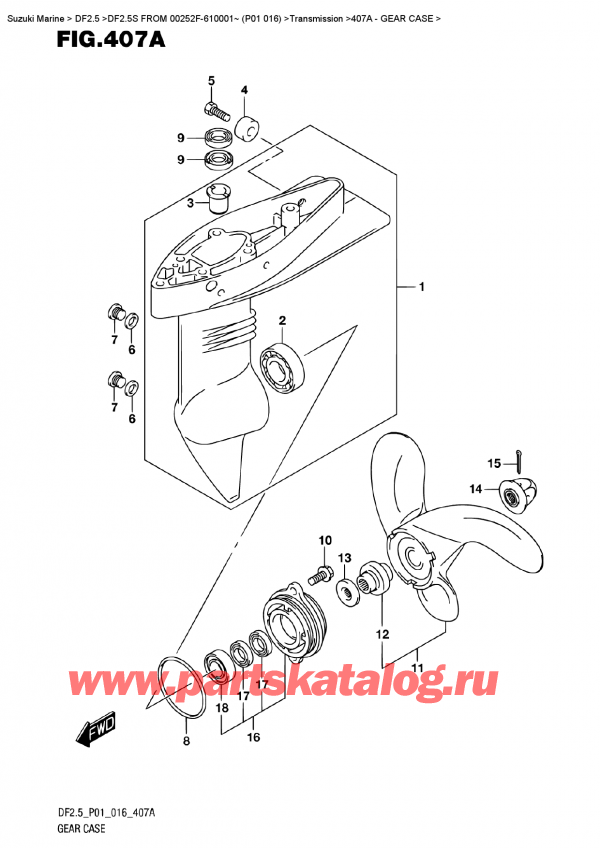   ,   , Suzuki DF2.5S FROM 00252F-610001~ (P01 016) , Gear Case /   