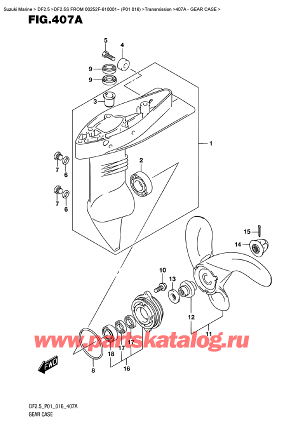  ,    , Suzuki DF2.5S FROM 00252F-610001~ (P01 016) ,    - Gear Case