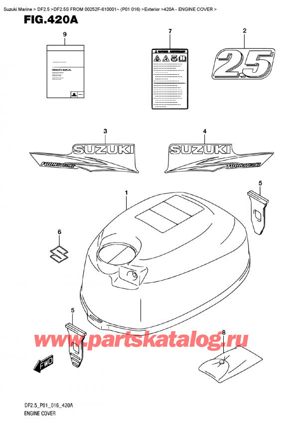 ,   , Suzuki DF2.5S FROM 00252F-610001~ (P01 016)   2016 , Engine Cover -   ()