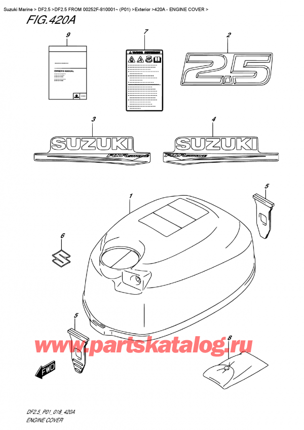  ,  , SUZUKI DF2.5 S FROM 00252F-810001~ (P01), Engine  Cover