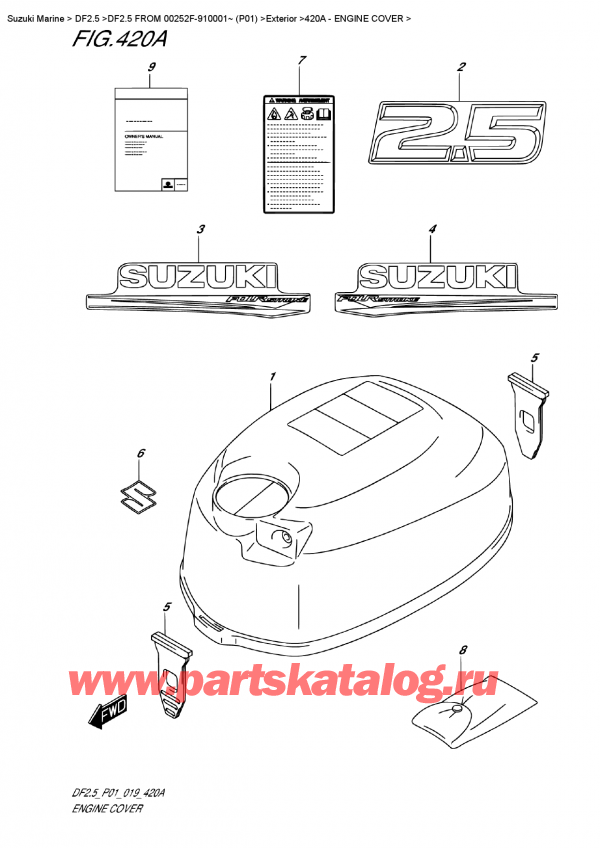  ,   , SUZUKI DF2.5S FROM 00252F-910001~ (P01)  2019 ,   () - Engine  Cover