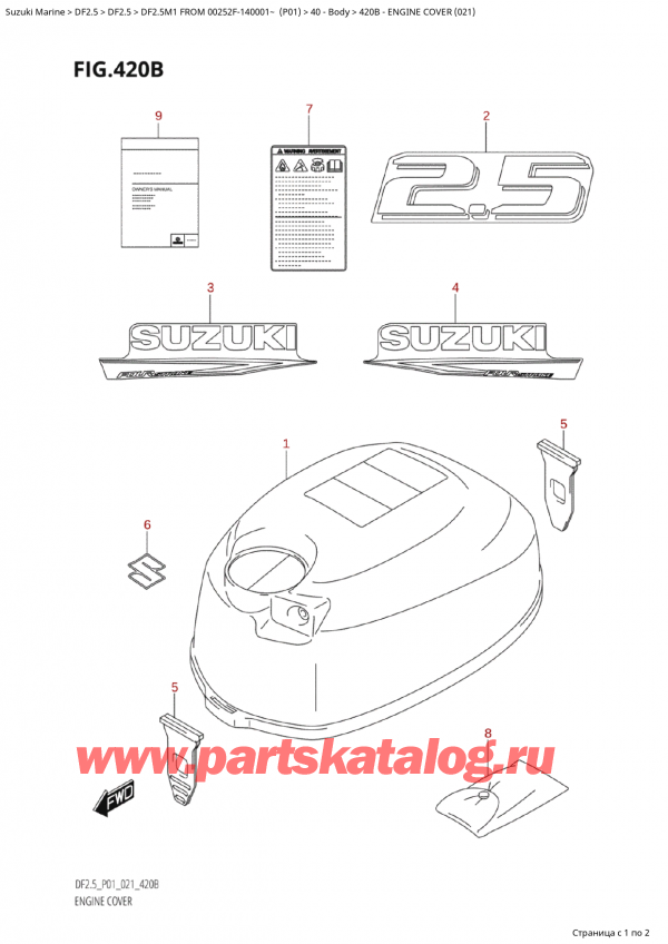  ,  , Suzuki  DF2.5M1 FROM 00252F-140001~ (P01)   2021 , Engine Cover (021) /   () (021)