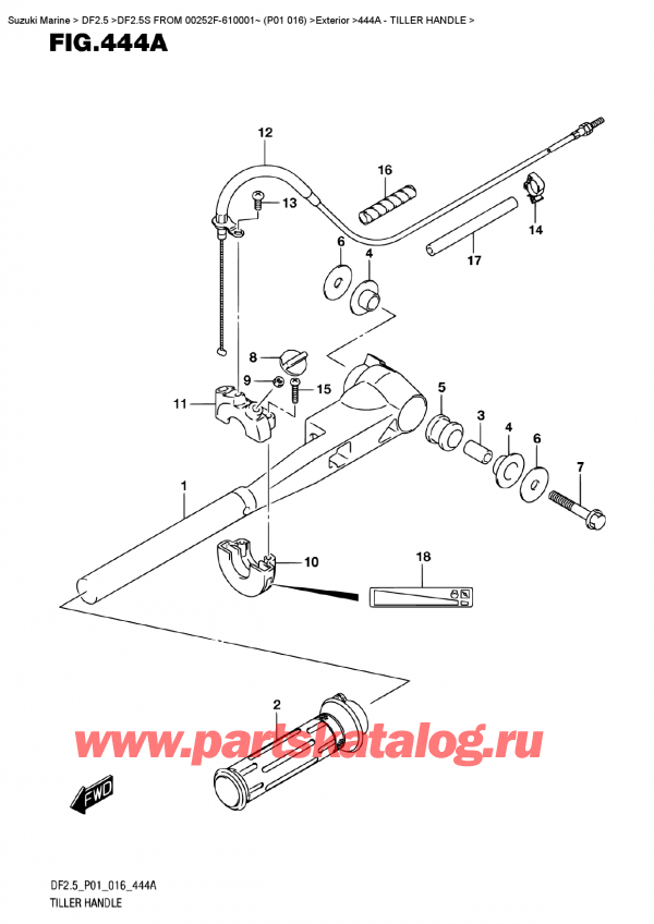  ,   , Suzuki DF2.5S FROM 00252F-610001~ (P01 016) , Tiller Handle