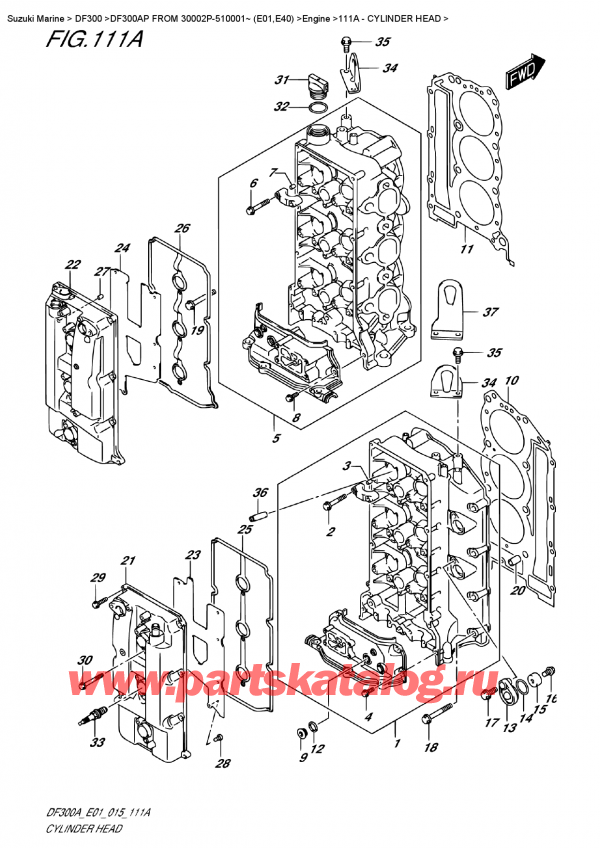  ,   , SUZUKI DF300AP X / XX FROM 30002P-510001~ (E01), Cylinder Head