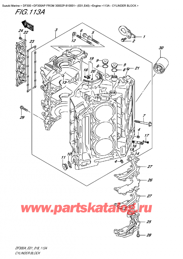  ,  , Suzuki DF300AP X/XX FROM 30002P-810001~ (E01)  2018 ,   - Cylinder Block