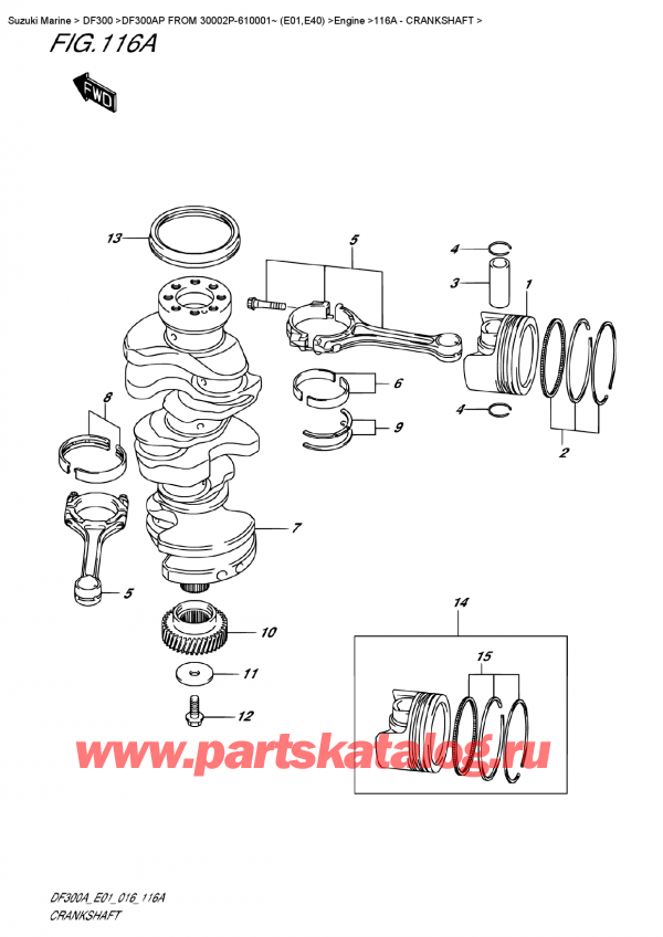 ����� ��������, �� �������� �����, SUZUKI DF300AP FROM 30002P-610001~ (E01,E40)  ������ 2016 ����, Crankshaft / ��������
