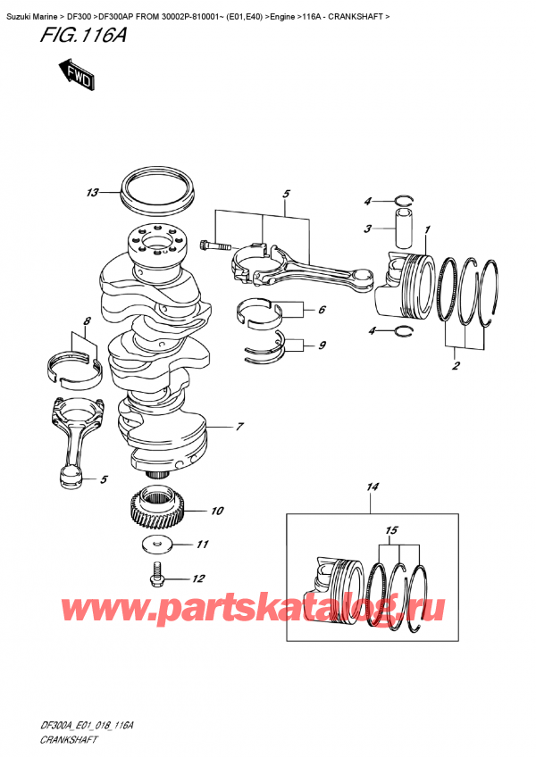  ,   , Suzuki DF300AP X/XX FROM 30002P-810001~ (E01), Crankshaft / 