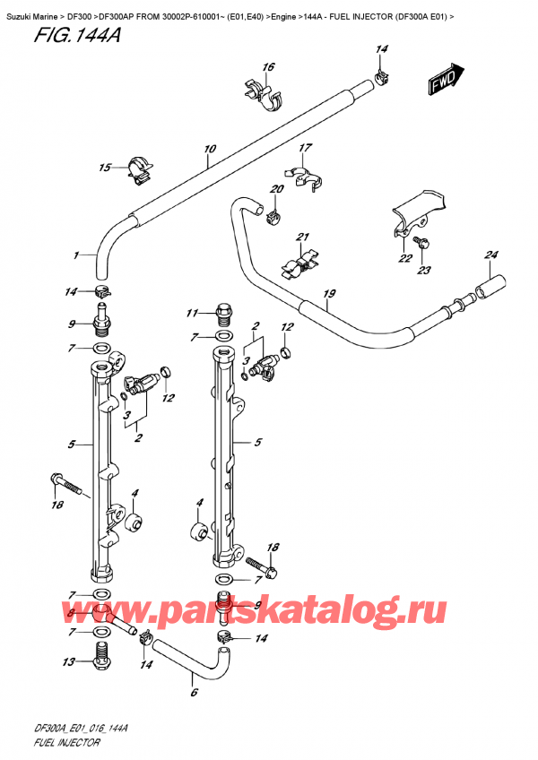������������ ��������, �� ��������� ���������, Suzuki DF300AP FROM 30002P-610001~ (E01,E40)  ������ 2016 ����, Fuel Injector (Df300A E01)