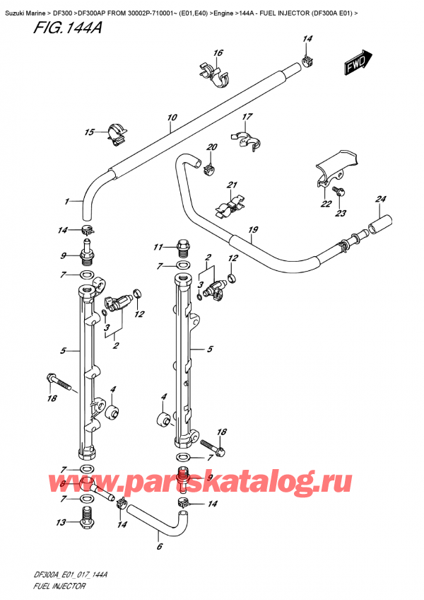 ������������ ��������, �� �������� ��������� �����, SUZUKI DF300AP X/XX FROM 30002P-710001~ (E01)   ������ 2017 ����, Fuel Injector  (Df300A  E01)