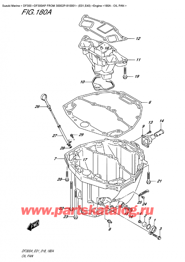 ������ ��������, �� ��������� ���������, Suzuki DF300AP X/XX FROM 30002P-810001~ (E01) ������ 2018 ����, Oil  Pan