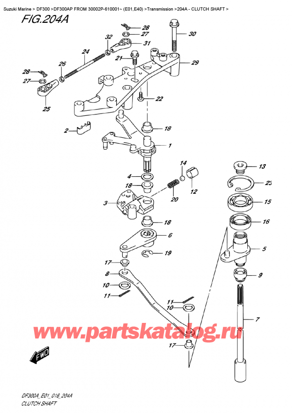 ��������� ������������ ��������, �� ��������� �������� ���������, ������ DF300AP FROM 30002P-610001~ (E01,E40)  ������ 2016 ����, ��������� ��� - Clutch Shaft
