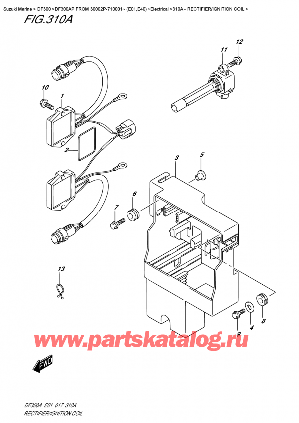������ ������������ ��������, �� ��������� �����, SUZUKI DF300AP X/XX FROM 30002P-710001~ (E01)   ������ 2017 ����, ����������� / ������� ��������� / Rectifier/ignition  Coil