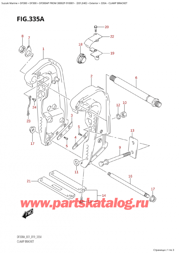  ,   , Suzuki  DF300AP X/XX FROM 30002P-910001~ (E01)   2019 , Clamp Bracket