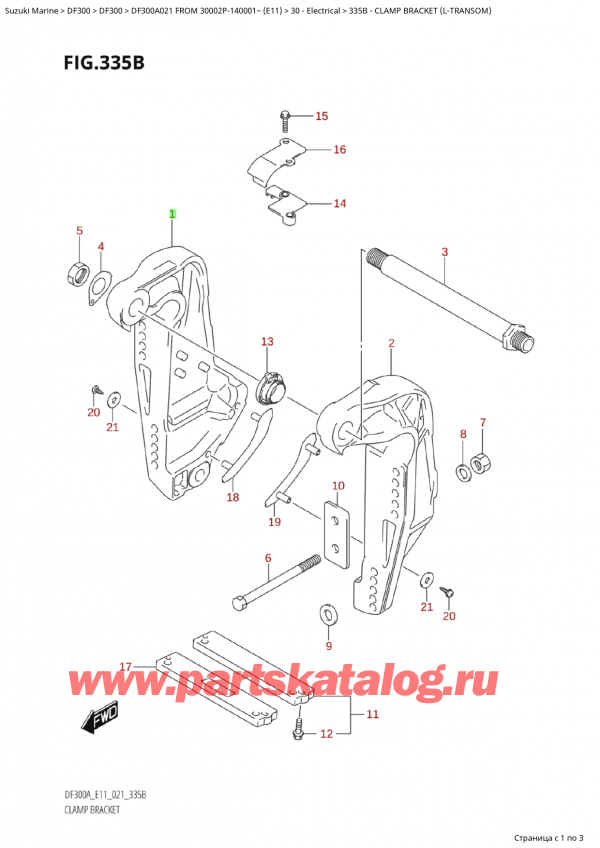  ,   , Suzuki Suzuki DF300AP X/XX FROM 30002P-140001~  (E11 021),   (LTransom)