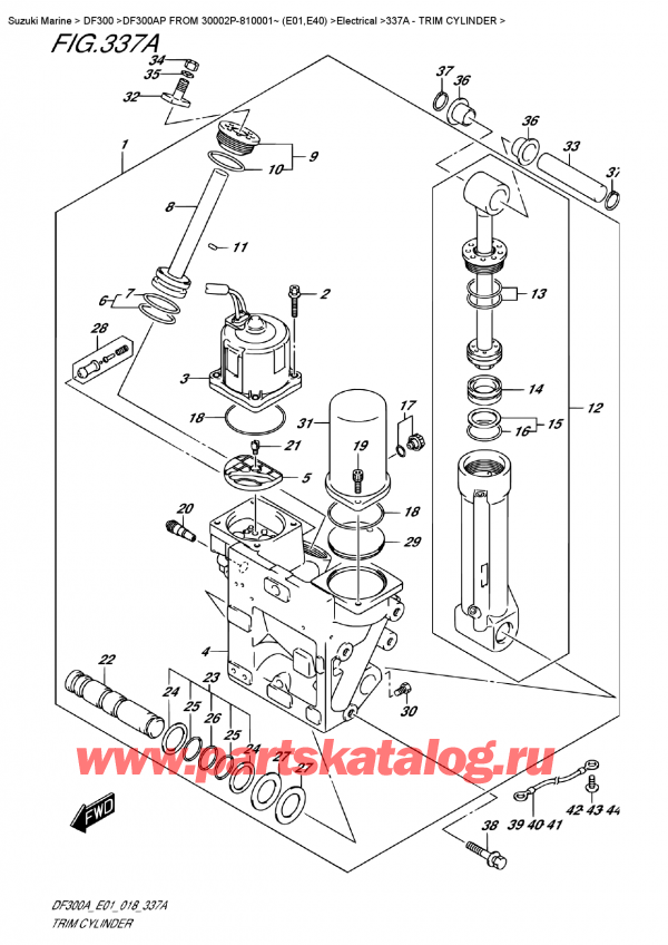  ,  ,  DF300AP X/XX FROM 30002P-810001~ (E01)  2018 , Trim Cylinder -  