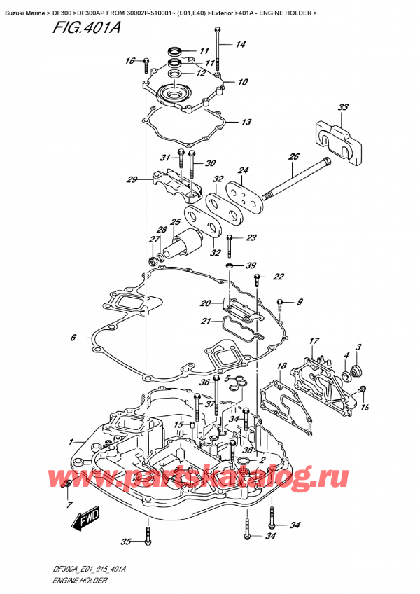 �������������, �� �������� �����, ������ DF300AP X / XX FROM 30002P-510001~ (E01) ������ 2015 ����, Engine Holder / ��������� ���������